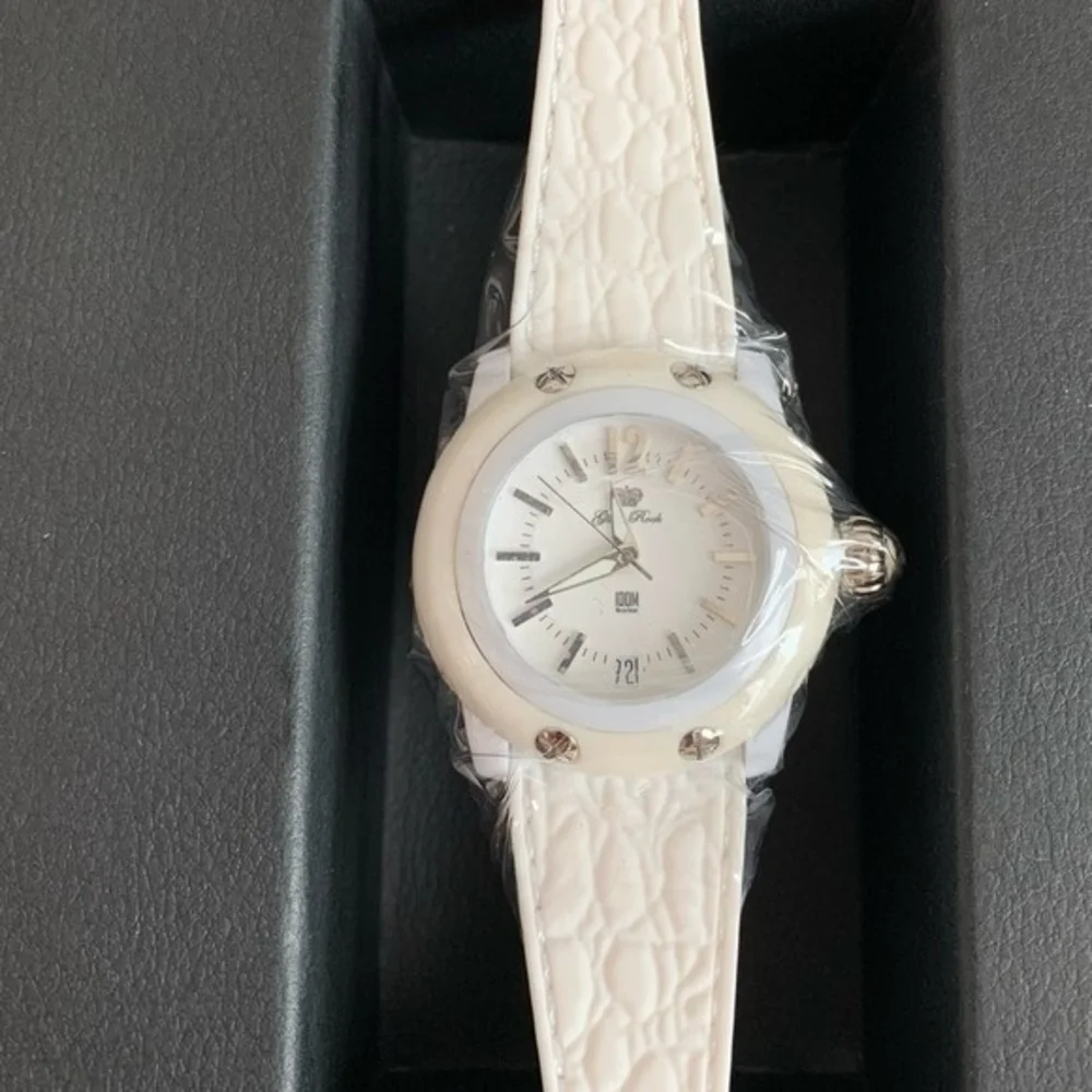 Glam Rock Miss Miami Beach Women's Watch White Swiss Quartz Rubber Band New